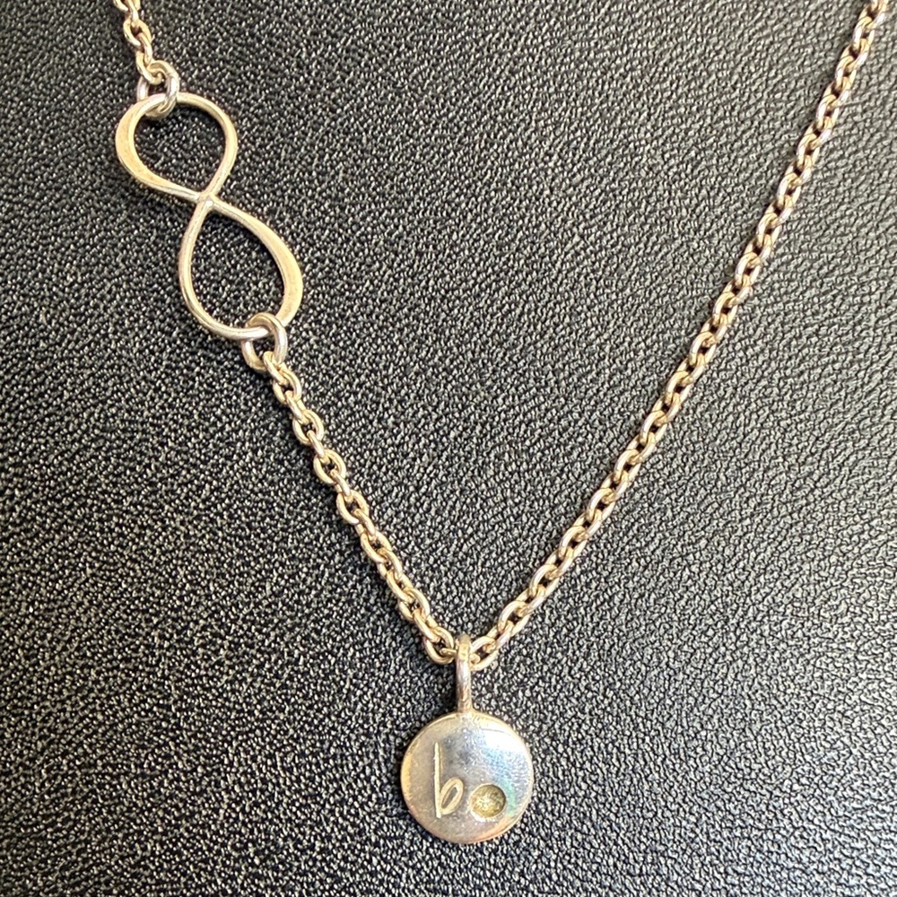 Sterling Silver  Infinity Necklace with Round Letter b Pendant
